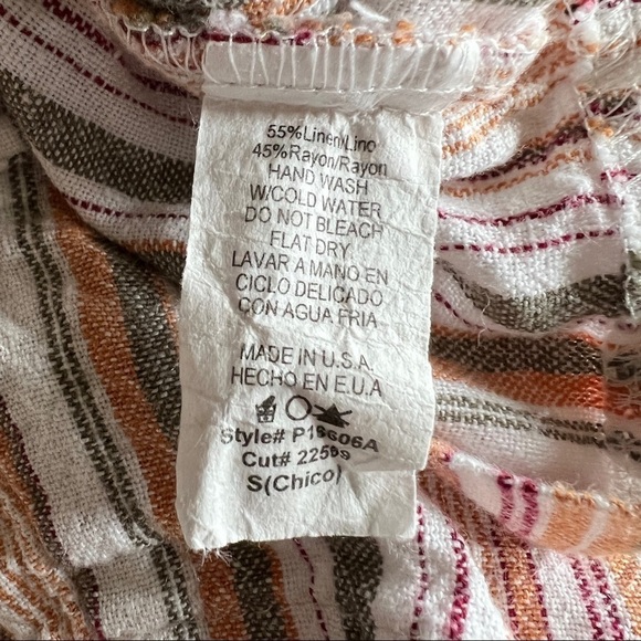 Final Touch striped paper bag tie Linen blend shorts Size S - Picture 6 of 7